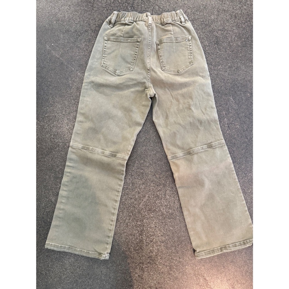 Mica Denim Women Olive Green Cropped Utility Cargo Pants Bungee Hem Size 26 - Picture 7 of 7